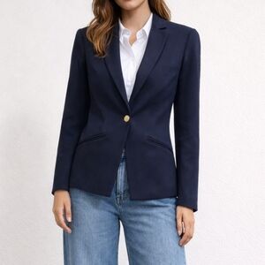 Ramy Brook Navy Blue One Button Front Greyson Blazer NEW Size 2